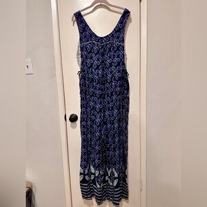 Anthropologie Navy and White Geometric Jumpsuit